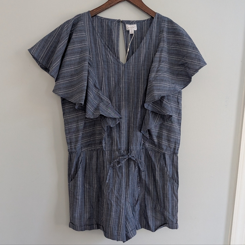NEW Women's Mudpie Small Romper Blue - Picture 2 of 5
